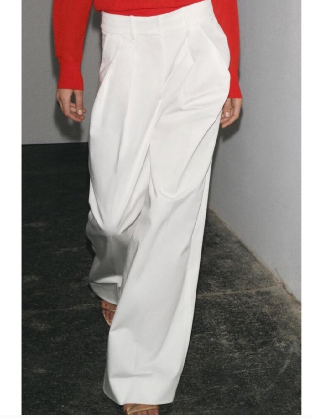 Wide-Leg High-Waist White Trousers